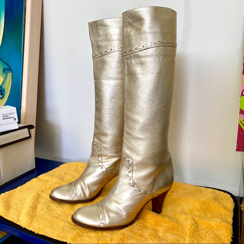Marc Jacobs Gold Boots stacked heel